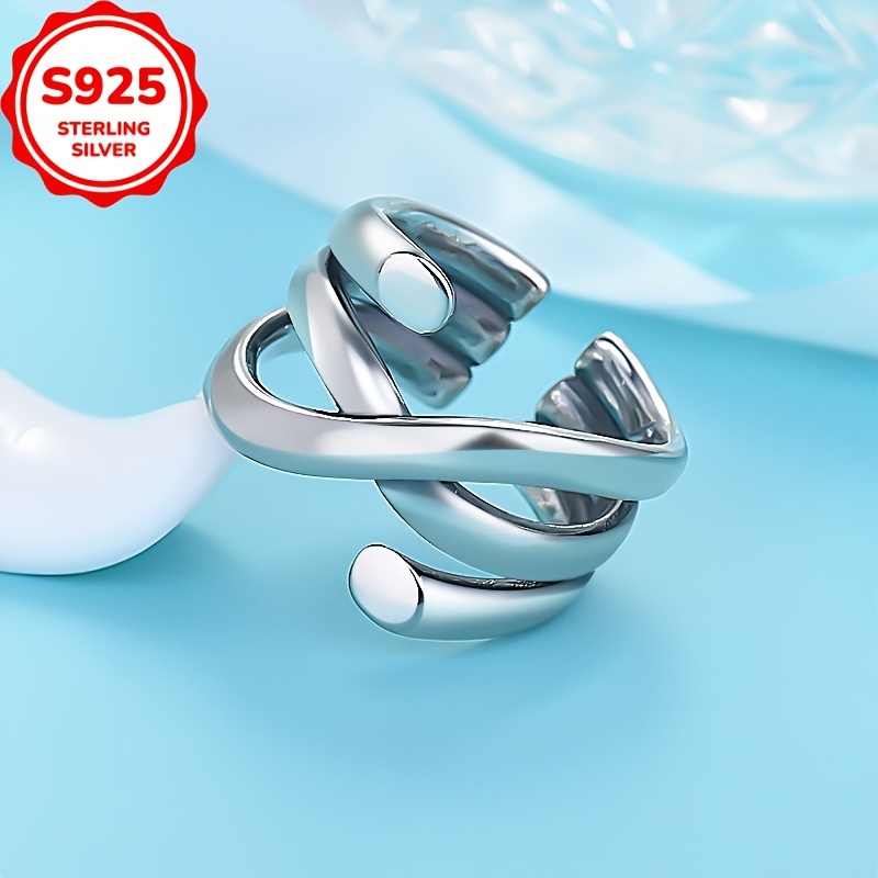 925 Sterling Silver Interlinked Rings Low Allergy Twisted for Men & Women